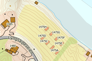 Kartbilde fra WMS-tjeneste av avviket