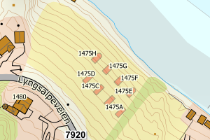 Kartbilde fra WMS-tjeneste av avviket
