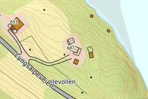 Kartbilde fra WMS-tjeneste av avviket
