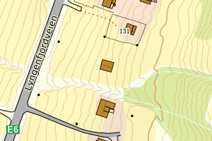 Kartbilde fra WMS-tjeneste av avviket