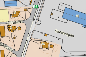 Kartbilde fra WMS-tjeneste av avviket