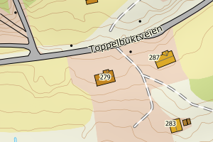 Kartbilde fra WMS-tjeneste av avviket