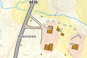 Kartbilde fra WMS-tjeneste av avviket