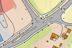 Kartbilde fra WMS-tjeneste av avviket