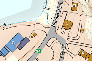 Kartbilde fra WMS-tjeneste av avviket