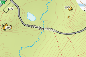 Kartbilde fra WMS-tjeneste av avviket