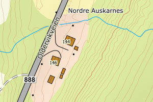 Kartbilde fra WMS-tjeneste av avviket