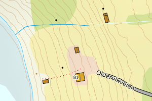 Kartbilde fra WMS-tjeneste av avviket