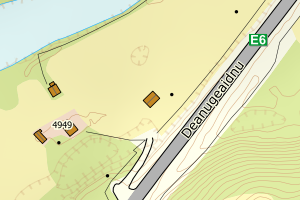 Kartbilde fra WMS-tjeneste av avviket