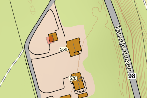 Kartbilde fra WMS-tjeneste av avviket