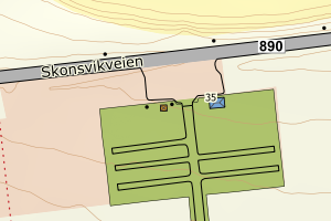 Kartbilde fra WMS-tjeneste av avviket