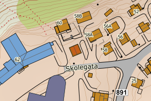 Kartbilde fra WMS-tjeneste av avviket