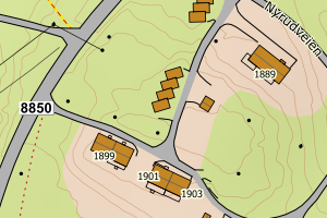 Kartbilde fra WMS-tjeneste av avviket