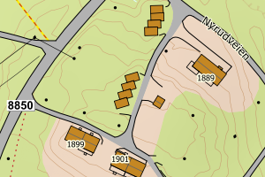 Kartbilde fra WMS-tjeneste av avviket