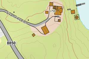 Kartbilde fra WMS-tjeneste av avviket