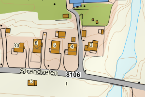 Kartbilde fra WMS-tjeneste av avviket